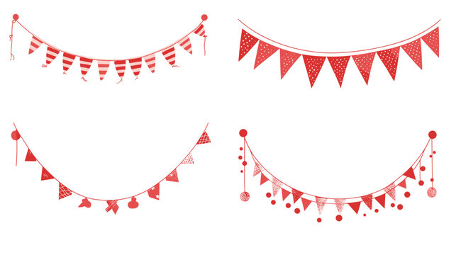 Red Bunting with Triangle Flags and Patterns