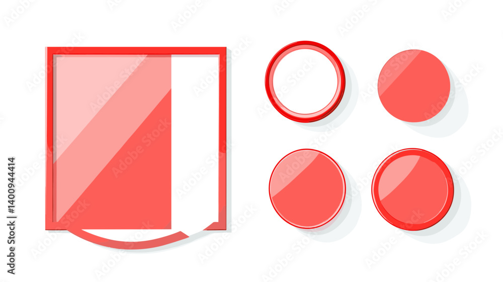 Aufkleber red geometric shapes and circles design elements