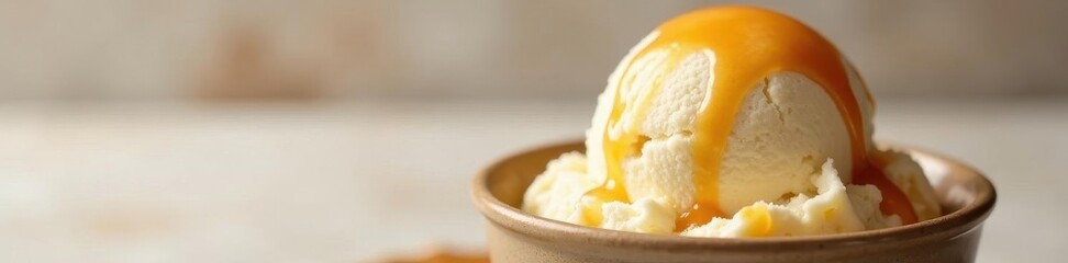 Single scoop vanilla ice cream, rich caramel drizzle ,  vanilla,  handcrafted