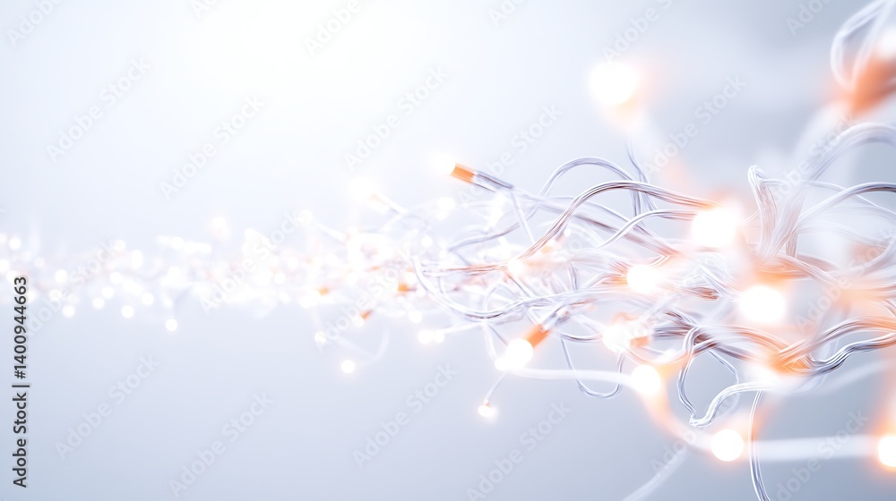 Poster abstract light trails glowing filaments network technology futuristic digital connectivity innovatio