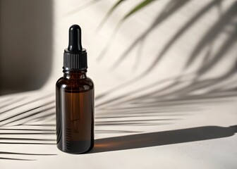 Naklejka premium Elegant Black Dropper Bottle for Skincare & Essential Oil Packaging – Minimalist Glass Container with Shiny, Reflective Surface for Professional Cosmetic, Pharmaceutical, and Wellness Product Photogra