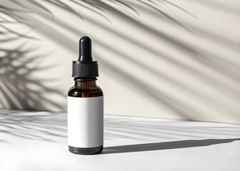 Elegant Black Dropper Bottle for Skincare & Essential Oil Packaging – Minimalist Glass Container with Shiny, Reflective Surface for Professional Cosmetic, Pharmaceutical, and Wellness Product Photogra