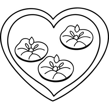 recommend clip art: Pond with lily pads in heart shapes line art vector