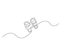 Fototapeta premium Binoculars outline drawing illustration. Continuous line draw of military equipment vector.