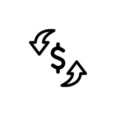 currency exchange icon. Dollar with arrows indicating conversion. Ideal for finance, business, and economic concepts