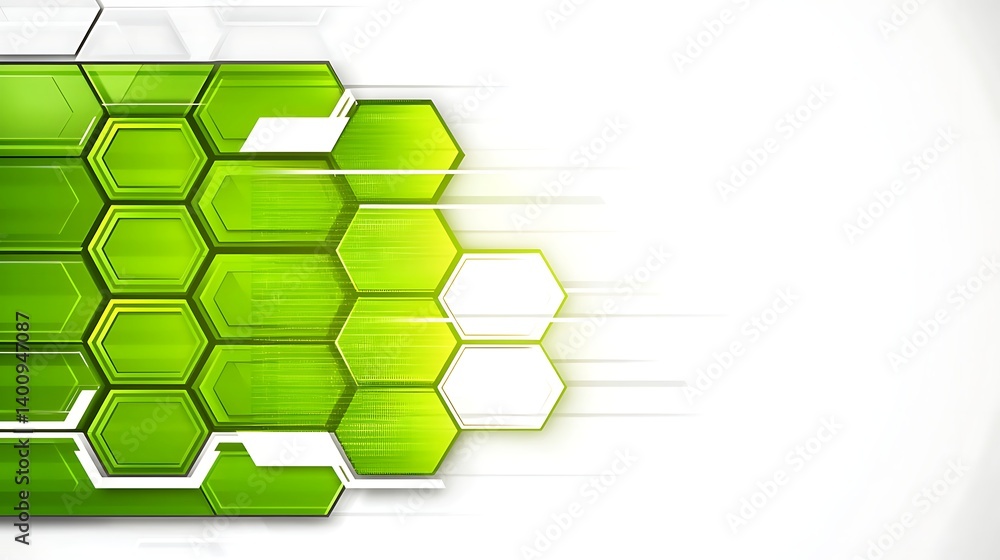 Poster abstract green hexagon technology background futuristic design geometric pattern modern style digita