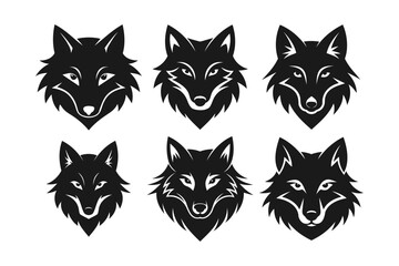 Silhouette Wolf Head Graphic Icons Set