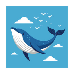 Fototapeta premium Adorable Whale Soaring Above the Clouds