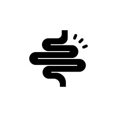 intestine with pain indicator. Represents digestive health, bowel issues, inflammation, and medical problems related to the gut