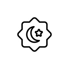 Islamic Symbol. Crescent Moon and Star in Geometric Star Frame