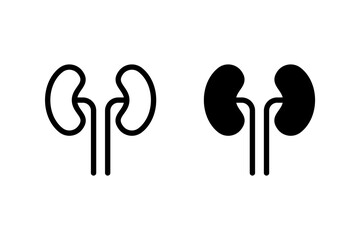 kidney icon in simple design. Depicts human kidneys and ureters. Suitable for medical, healthcare, anatomical