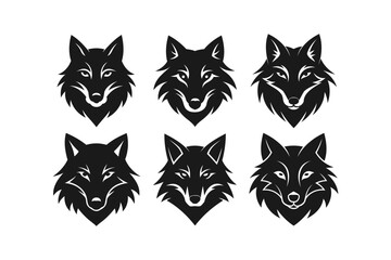 Silhouette Wolf Head Graphic Icons Set