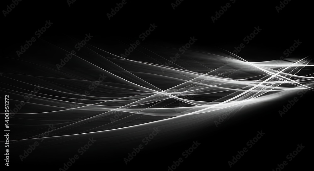 Poster ethereal strands of light weave across the void, illuminating the darkness with abstract patterns. m