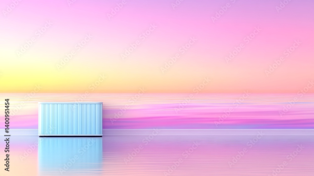 Poster pastel sky minimalist cube reflection of excellence in splendor beyond compare with grace in style