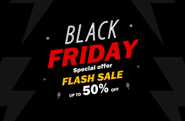 Editable Black Friday Web Banner: Vector sale ad template for Black Friday events, featuring up to 70% off text and eye-catching layout.