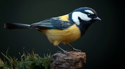 Fototapeta premium Small bird perched on a rock