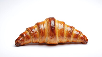 Golden Baked Croissant on White Background Pastry Delight Still Life