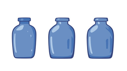Three Blue Glass Bottles Illustration