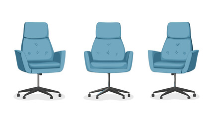 Fototapeta premium Three Blue Upholstered Office Chairs