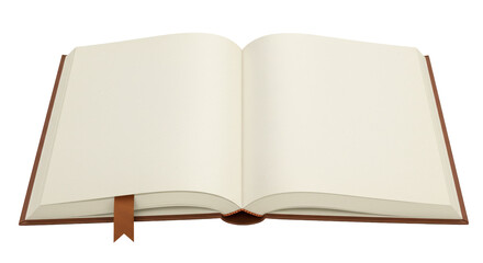 Isolated Open Book with Blank Pages