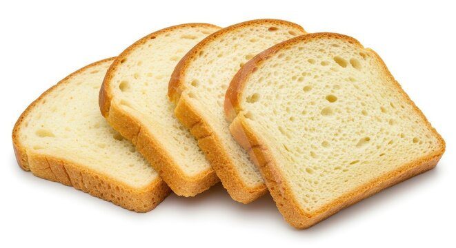 Five rectangular slices of golden-brown bread arranged in a staggered fan-like pattern