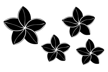 set of plumeria silhouette vector illustration