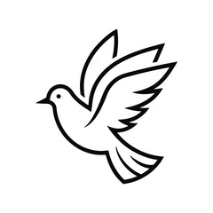Fototapeta premium Dove flying line art icon of Peace on White Background