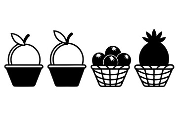 set of fruit basket silhouette vector illustration