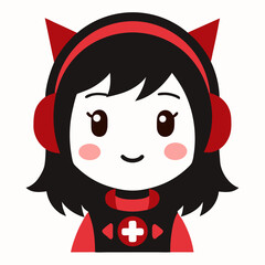 Cute Otaku Gamer Girl Vector Perfect for Game Lovers and Creator