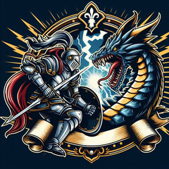 Knight and Dragon Clash Emblem