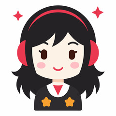 Cute Anime Gamer Girl Stylish Vector Illustration for Gaming and Otaku-Inspired Designs