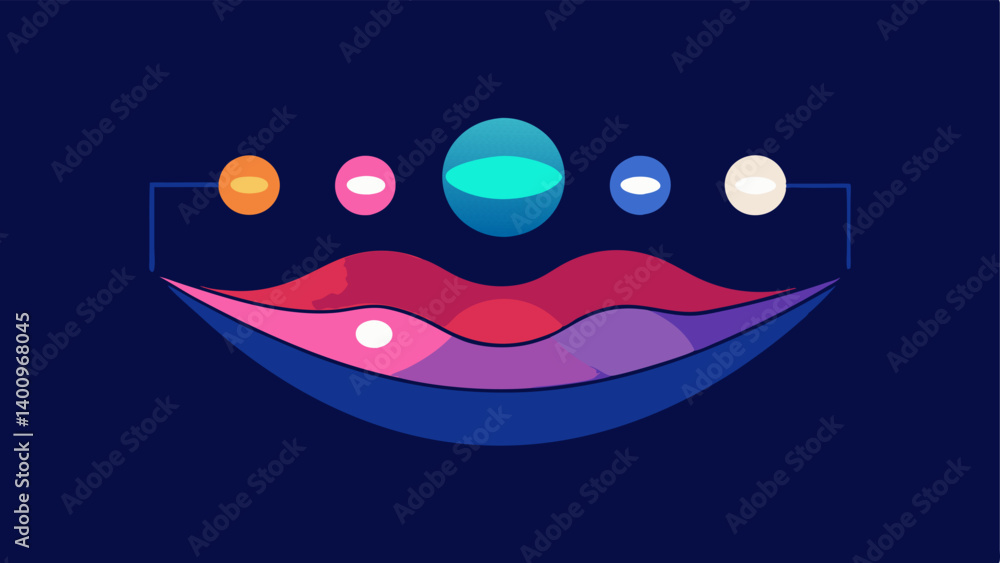 Poster healthy lip spectrum a spectrum of lip colors from matte to glossy with exosomes represented as glow