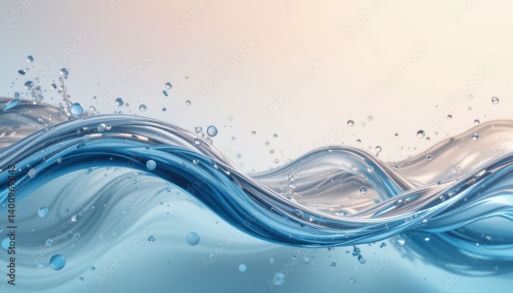 Poster dynamic water flow abstract art digital illustration fluid environment close-up view visual concept 