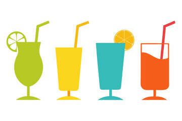 set of lemonade glass silhouette vector illustration