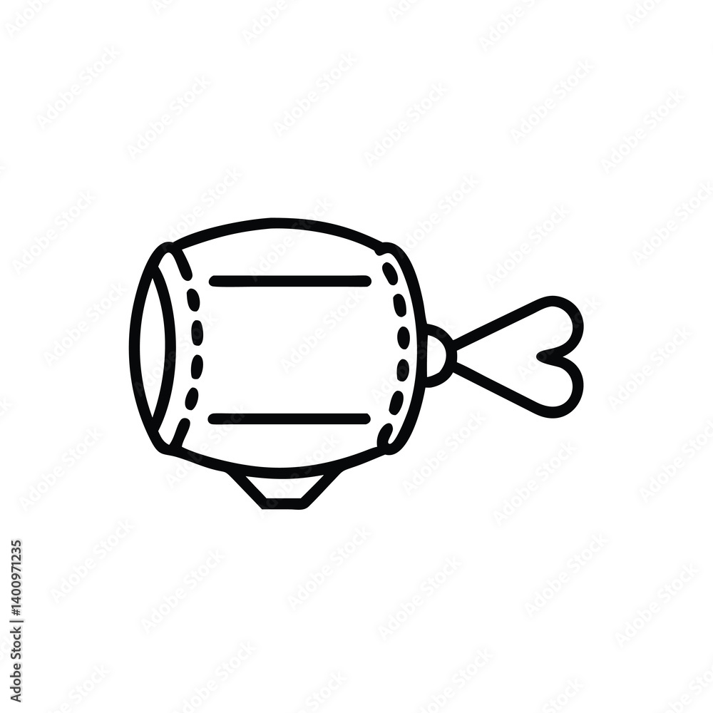 Poster isolated line art of a festive party cracker for celebration and event design elements