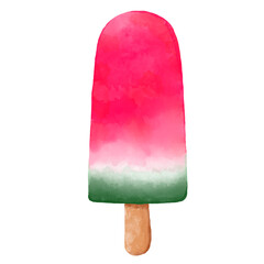 Watermelon popsicle. Digital watercolor illustration.