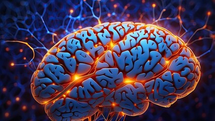 A digital illustration of a human head profile with a glowing