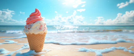 Ice cream on beach brings happy vibes to this summer scene