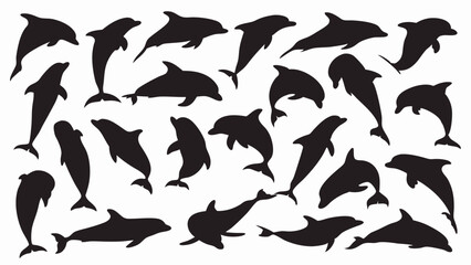 Dolphin silhouette vector set