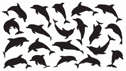 Dolphin silhouette vector set