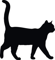 Elegant Cat Silhouette Walking Isolated On White Background For Design Projects And Creative Use