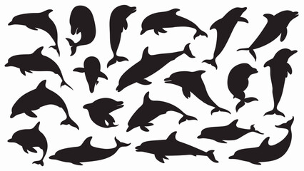 Dolphin silhouette vector set