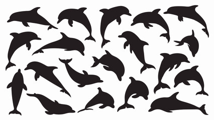 Dolphin silhouette vector set