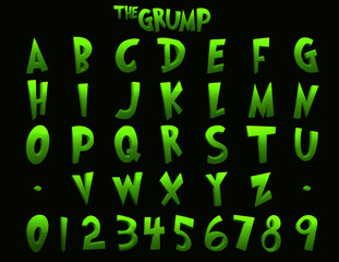 Cartoon Grump Green 4D Alphabet