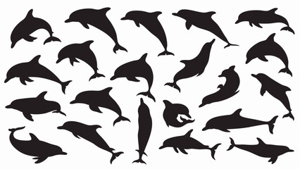 Dolphin silhouette vector set