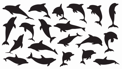 Dolphin silhouette vector set
