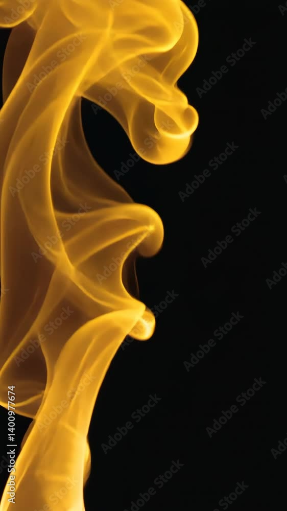 Poster elegant flowing golden smoke trails captured against a stark dark background create an artistic abst
