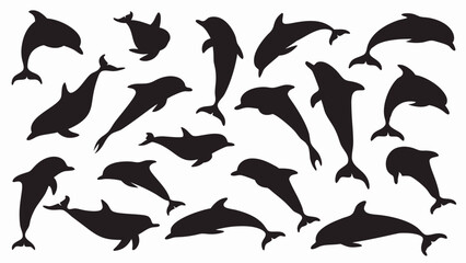 Dolphin silhouette vector set