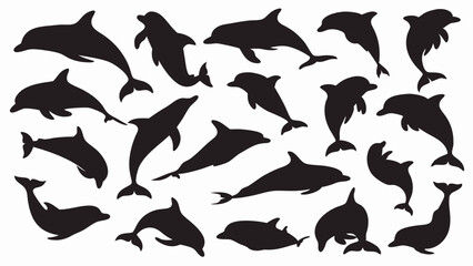 Dolphin silhouette vector set