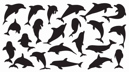Dolphin silhouette vector set